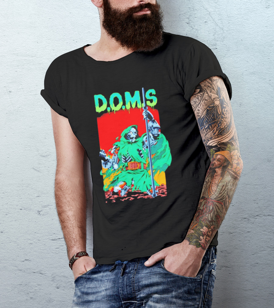 D.O.M.S Skeleton Warrior In Green Cloak Holding Staff T-Shirt