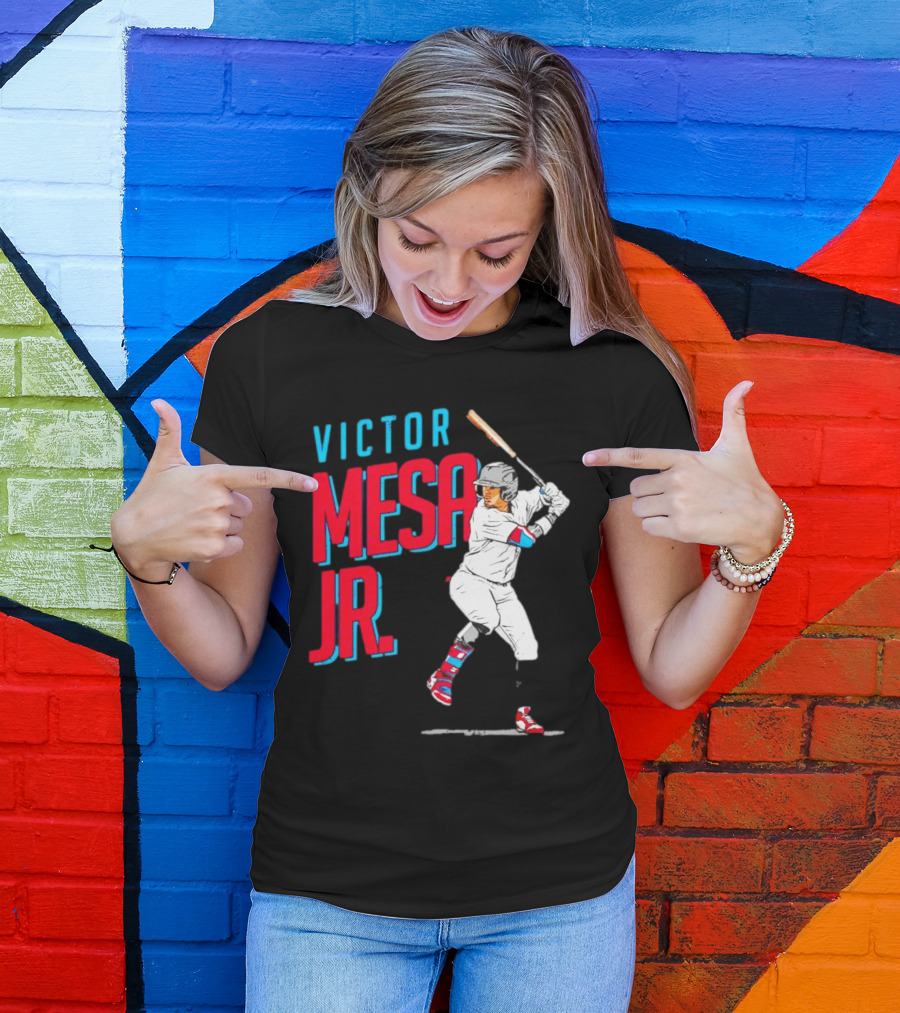 Victor Mesa Jr. Baseball Player With Bat And Colorful Socks T-Shirt