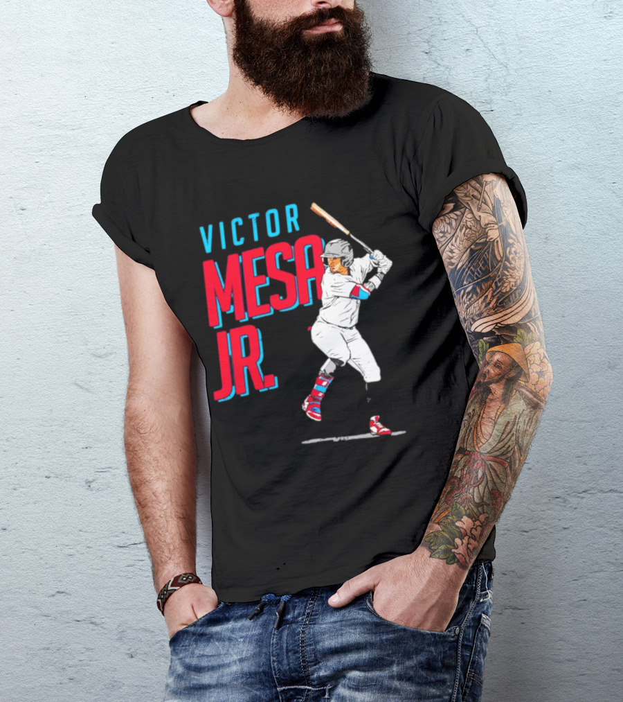 Victor Mesa Jr. Baseball Player With Bat And Colorful Socks T-Shirt