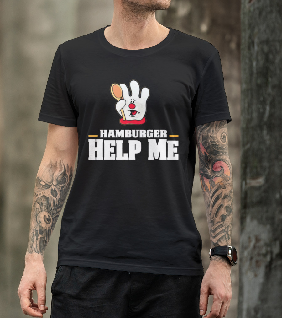 Hamburger Help Me Glove Holding Spoon Retro T-Shirt
