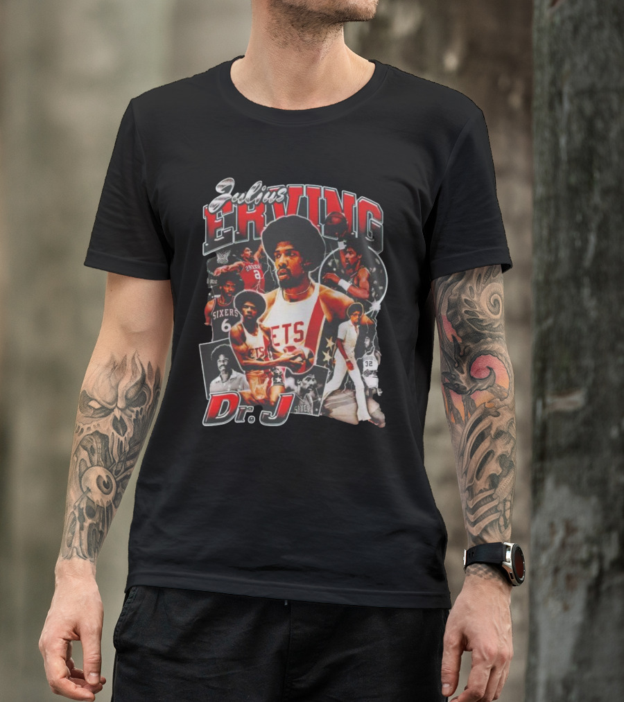 Julius Erving Dr J Sixers Nets Basketball Legend T-Shirt