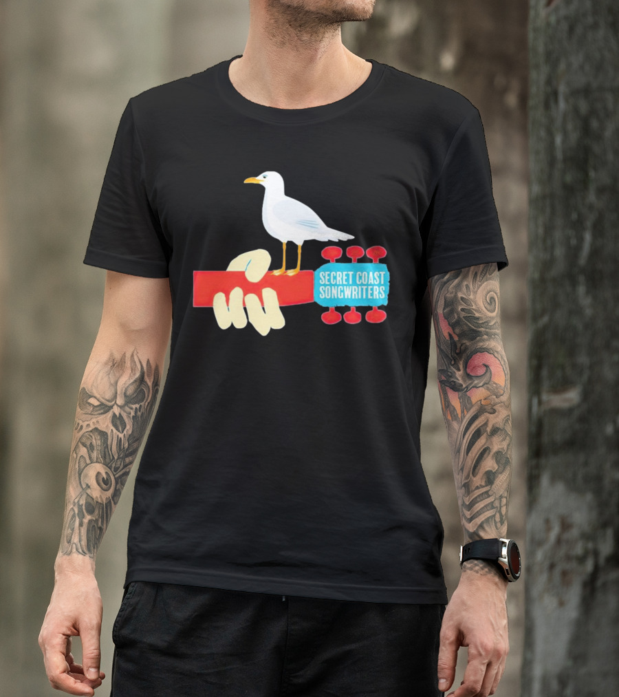 Secret Coast Songwriters Seagull On Red Guitar Neck T-Shirt