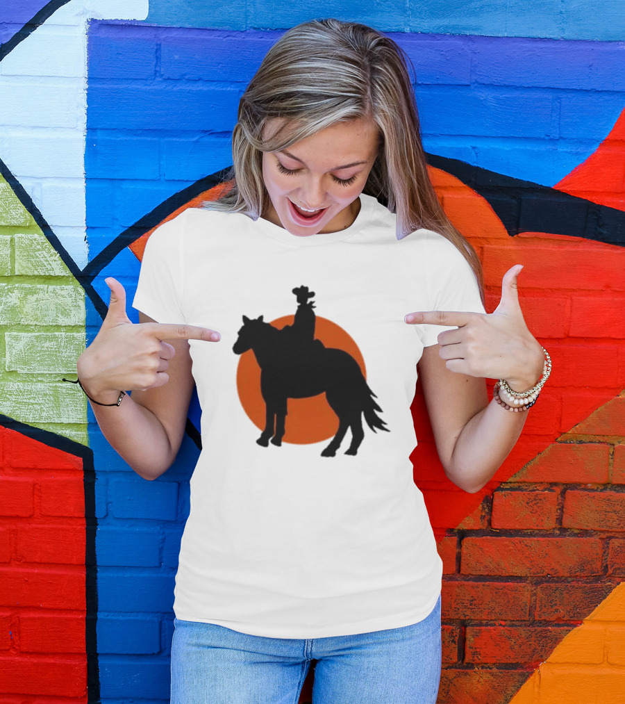 Alex Cowboy Bargain Silhouette Against Sunset T-Shirt