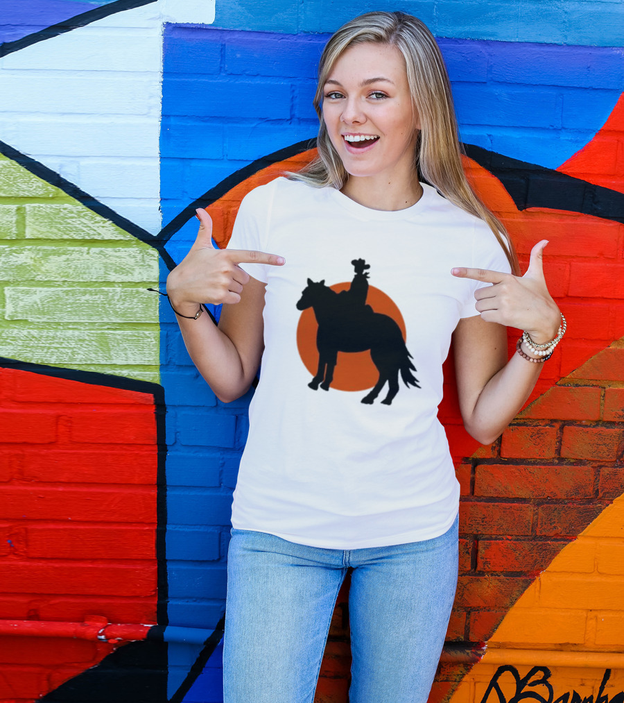 Alex Cowboy Bargain Silhouette Against Sunset T-Shirt