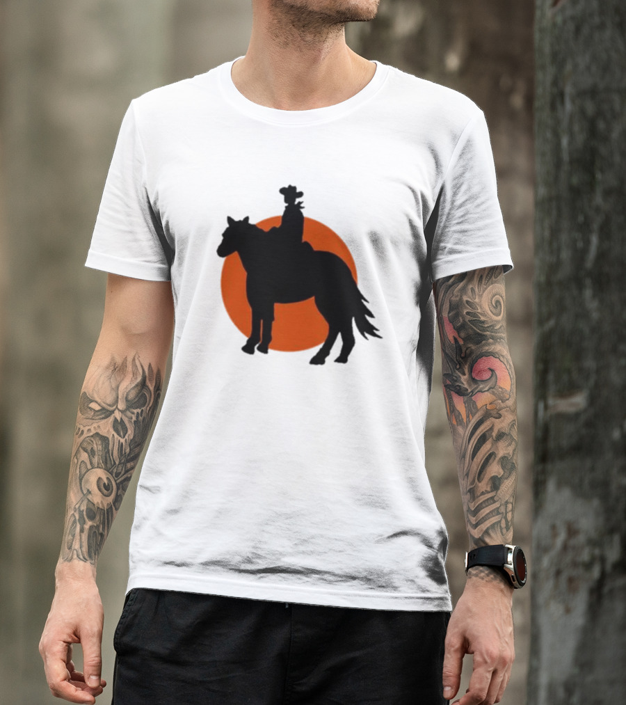 Alex Cowboy Bargain Silhouette Against Sunset T-Shirt