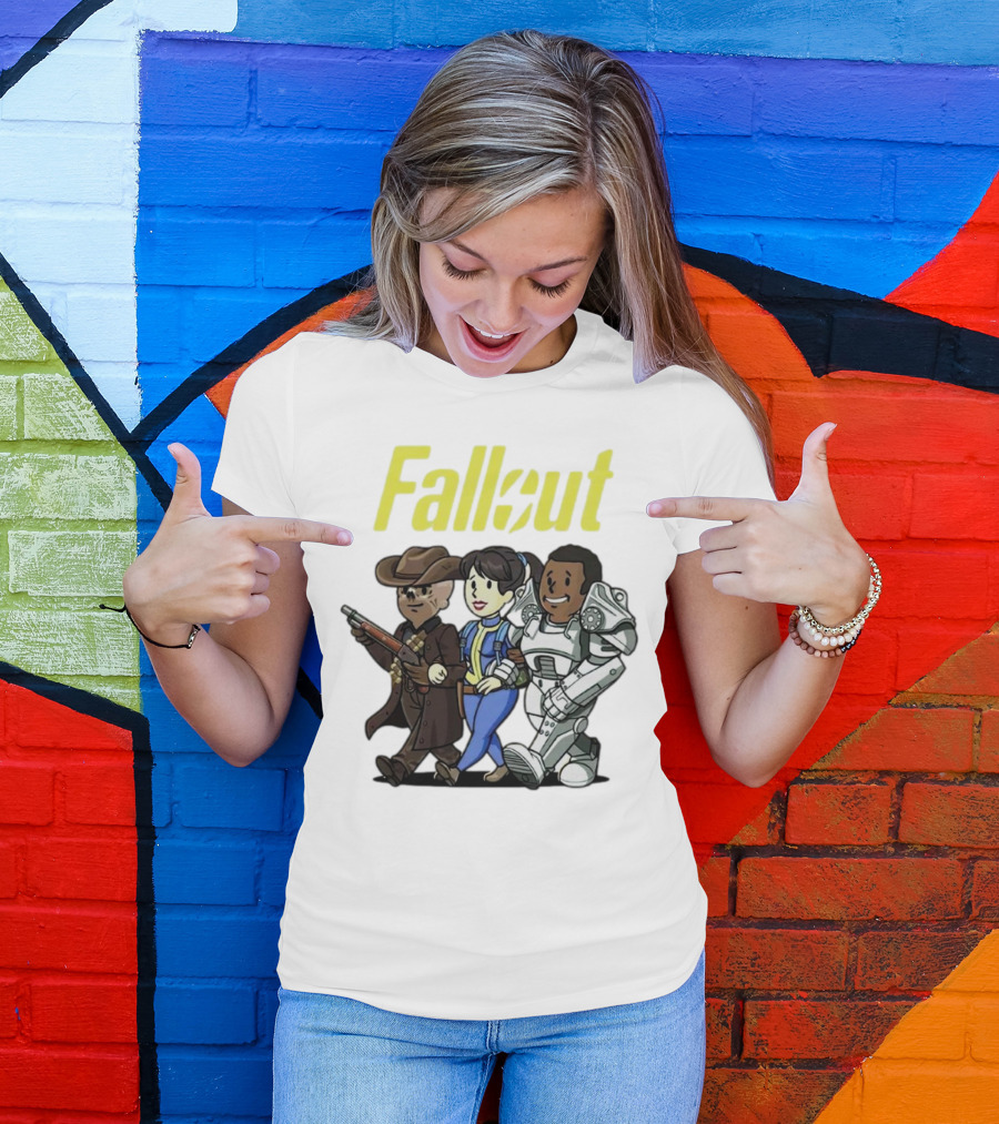 Fallout Cartoon Trio Vault Dweller Adventurers T-Shirt