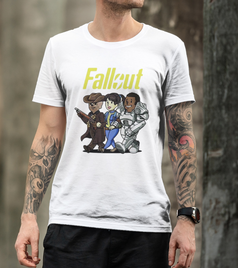 Fallout Cartoon Trio Vault Dweller Adventurers T-Shirt