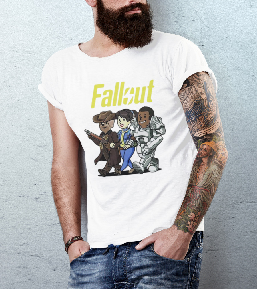 Fallout Cartoon Trio Vault Dweller Adventurers T-Shirt