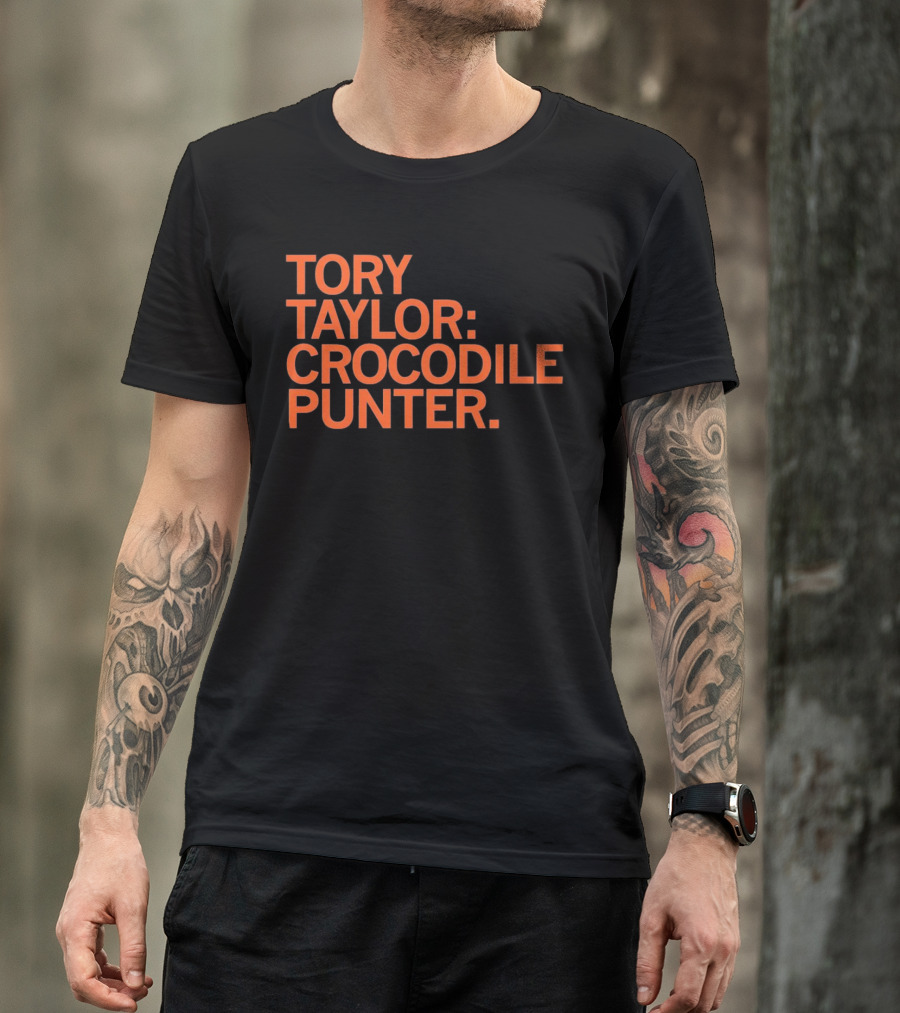 Tory Taylor Crocodile Punter Football Sports Fan Black T-Shirt