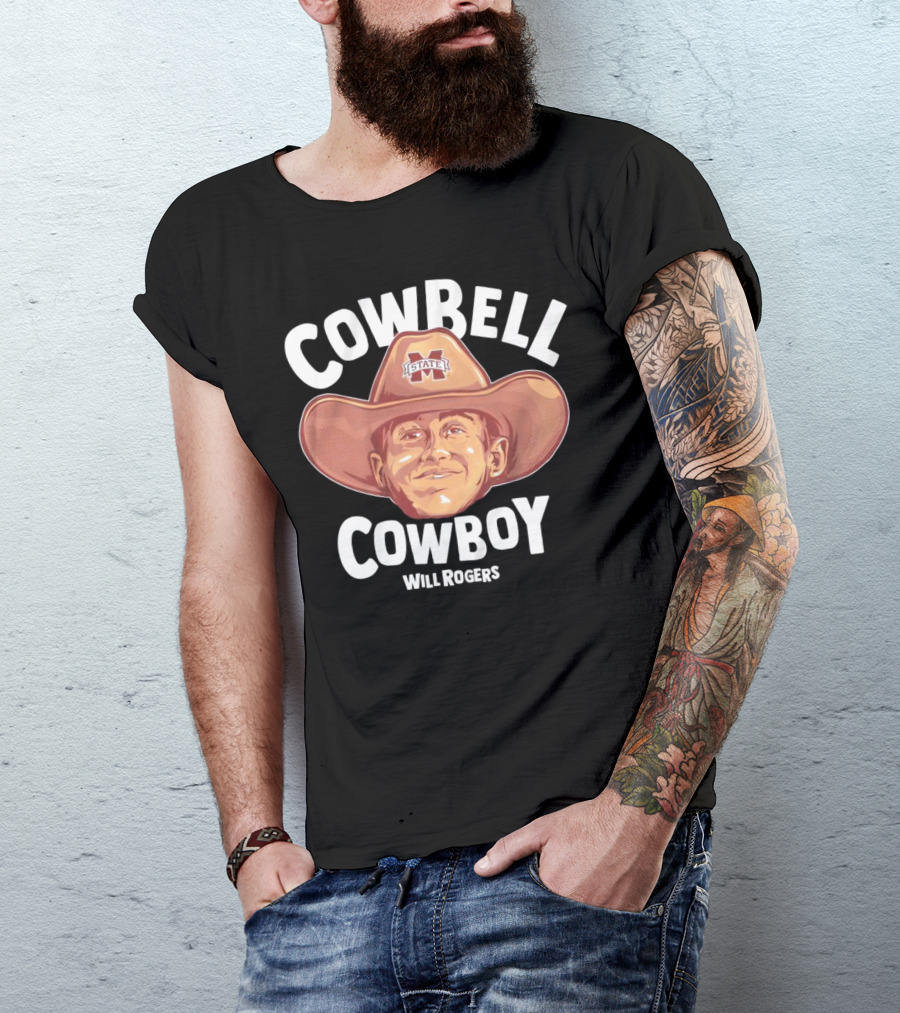 Cowbell Cowboy Will Rogers Mississippi State Bulldogs T-Shirt
