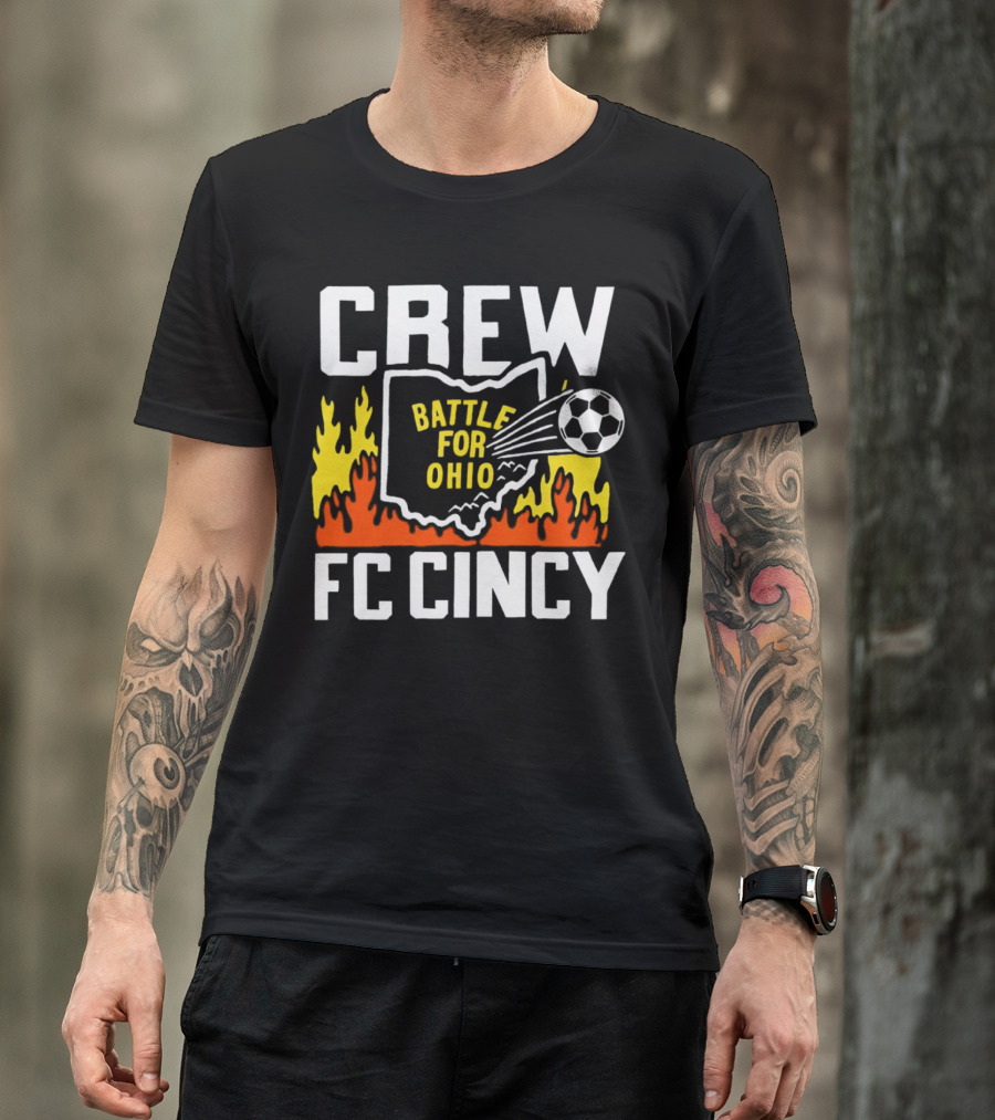 CREW Battle For Ohio FC Cincy Soccer Rivalry Flame Soccer Ball T-Shirt