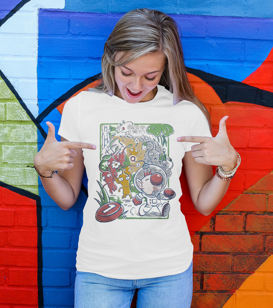 Captain Olimar And Colorful Pikmin Exploration Adventure T-Shirt