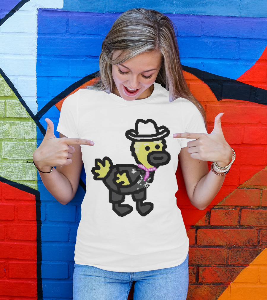Ken Gosling Pixel Art Cowboy Duck With Hat And Scarf T-Shirt
