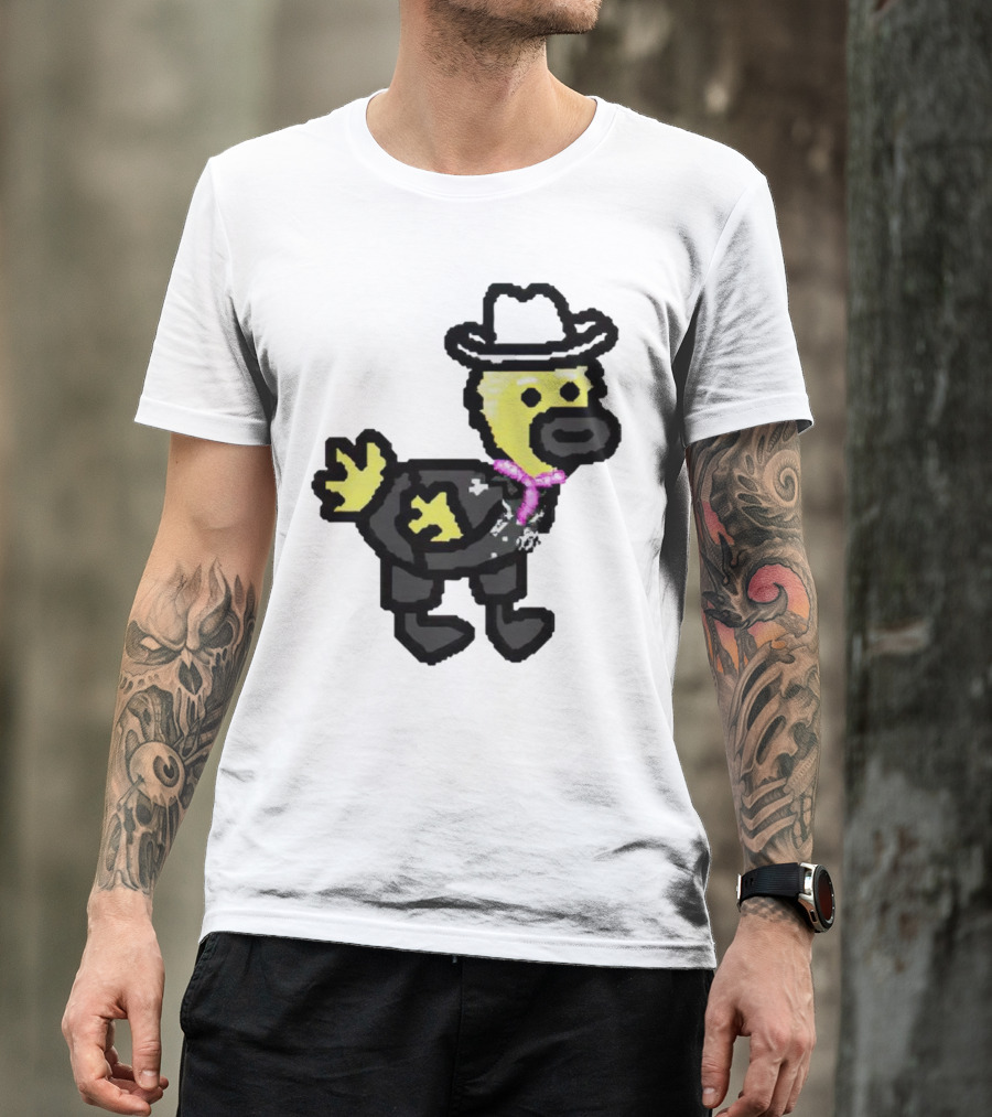 Ken Gosling Pixel Art Cowboy Duck With Hat And Scarf T-Shirt