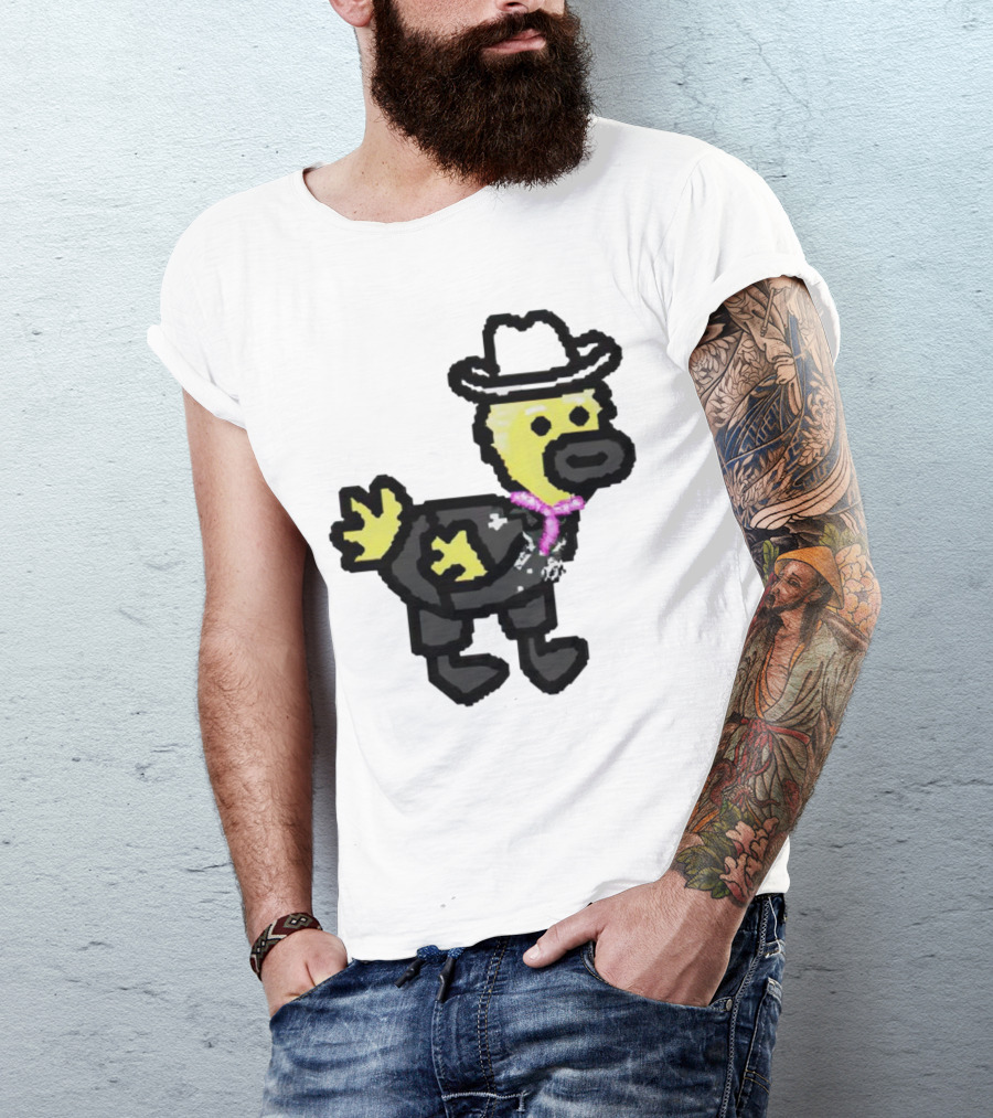 Ken Gosling Pixel Art Cowboy Duck With Hat And Scarf T-Shirt