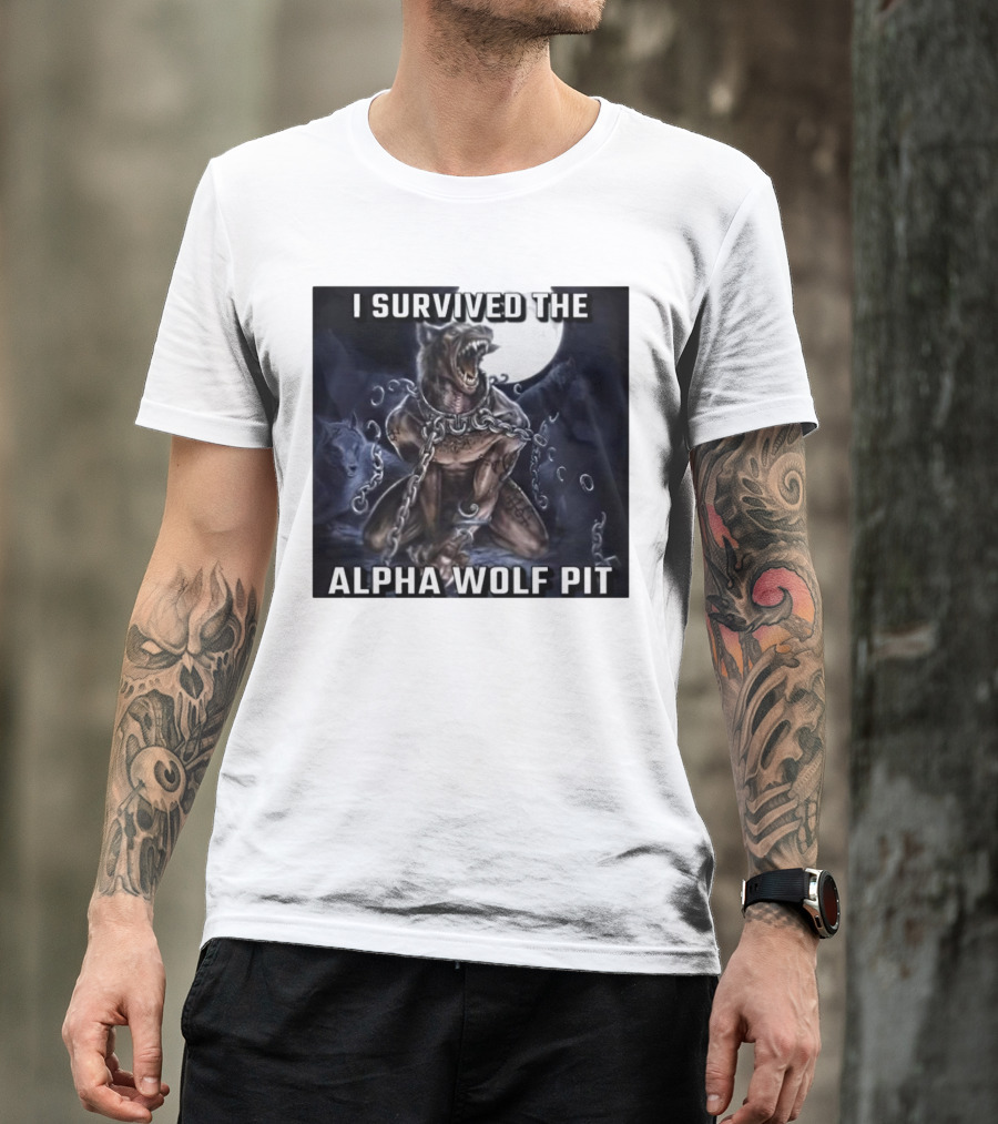 Survived The Alpha Wolf Pit Under Full Moon Chains T-Shirt