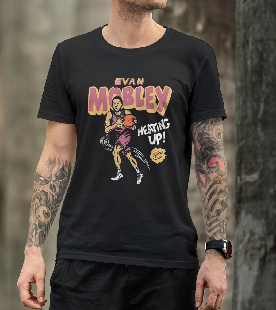 Evan Mobley Heating Up Cleveland Cavaliers Cartoon Basketball Player T-Shirt