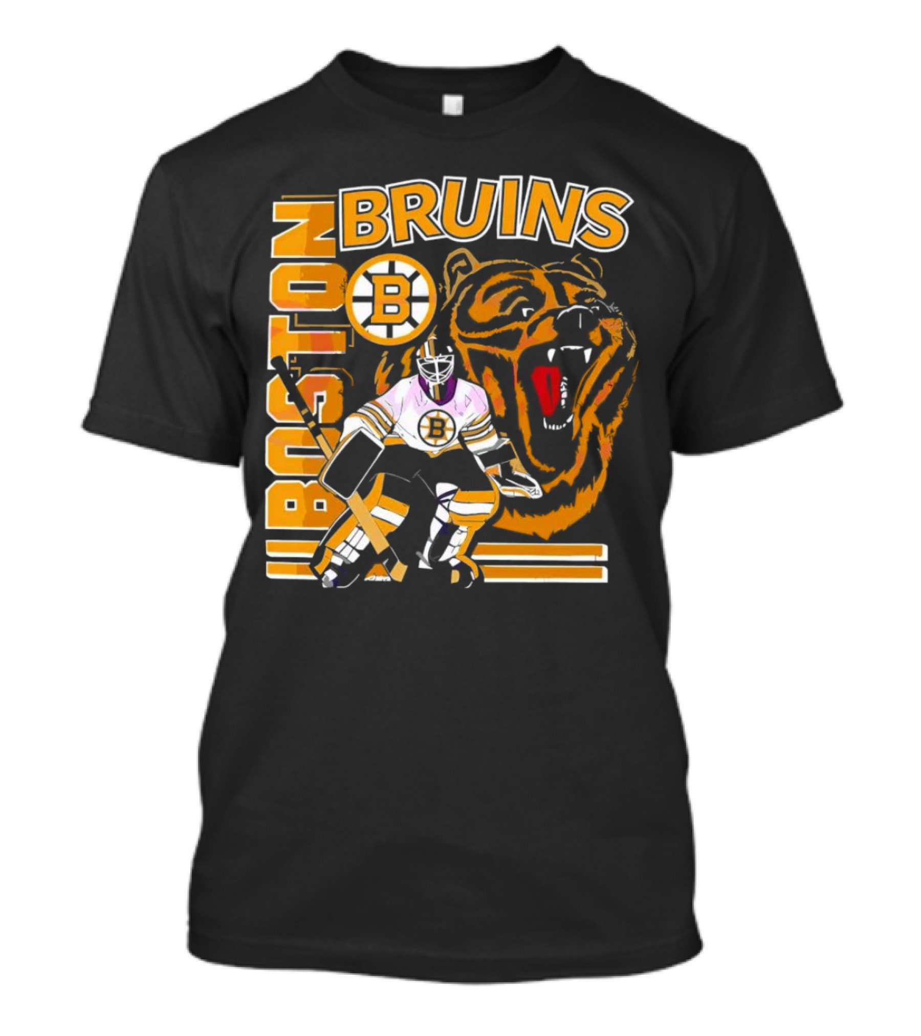 Boston Bruins Hockey Goalie With Bear And Iconic T-Shirt