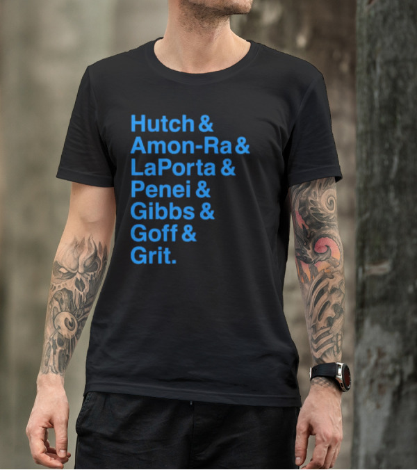 Hutch And Amon-ra And Laporta And Penei And Gibbs And Goff And Grit Detroit Lions NFL Players T-Shirt