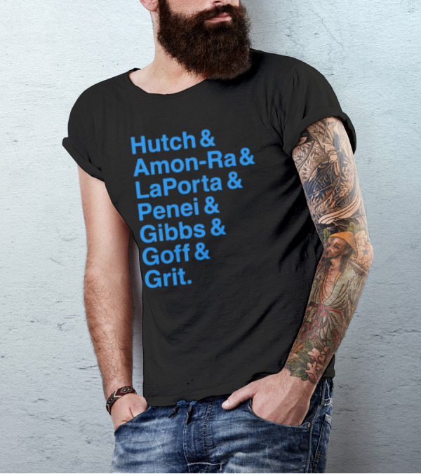 Hutch And Amon-ra And Laporta And Penei And Gibbs And Goff And Grit Detroit Lions NFL Players T-Shirt