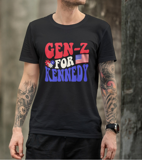 Gen-Z For Kennedy American Flag Retro Flowers T-Shirt
