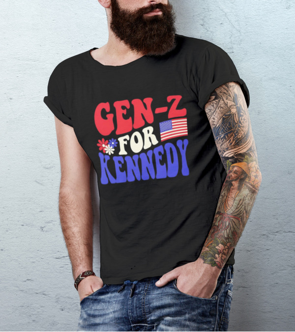 Gen-Z For Kennedy American Flag Retro Flowers T-Shirt