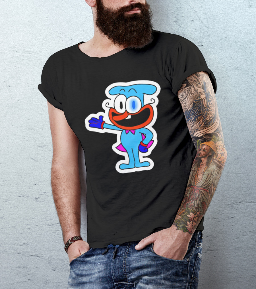The Doise Cartoon Character With Blue Outfit And Red Accent Detailing T-Shirt