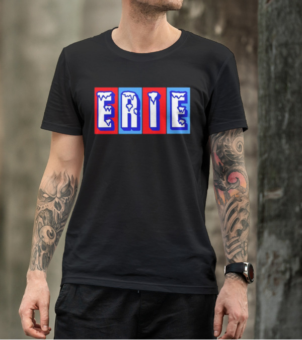 ERIE Ice Block Letters T-Shirt
