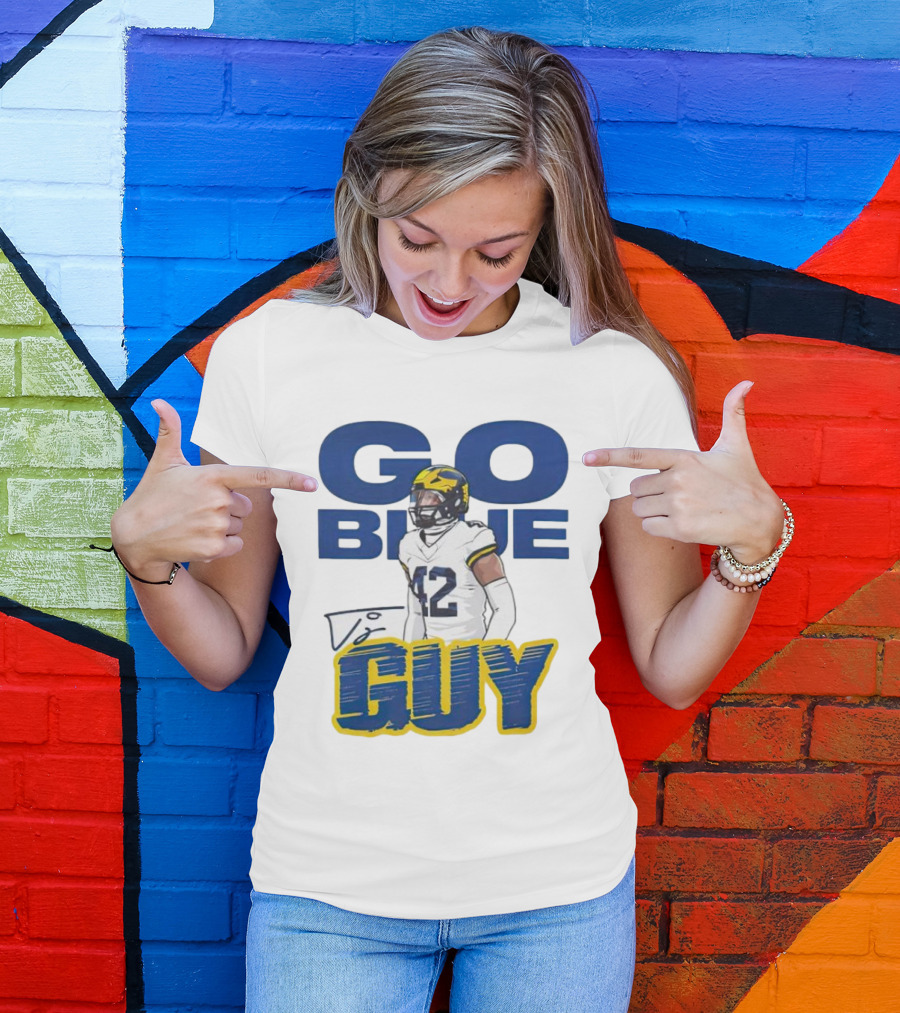 Go Blue Tj Guy 42 Football Player T-Shirt
