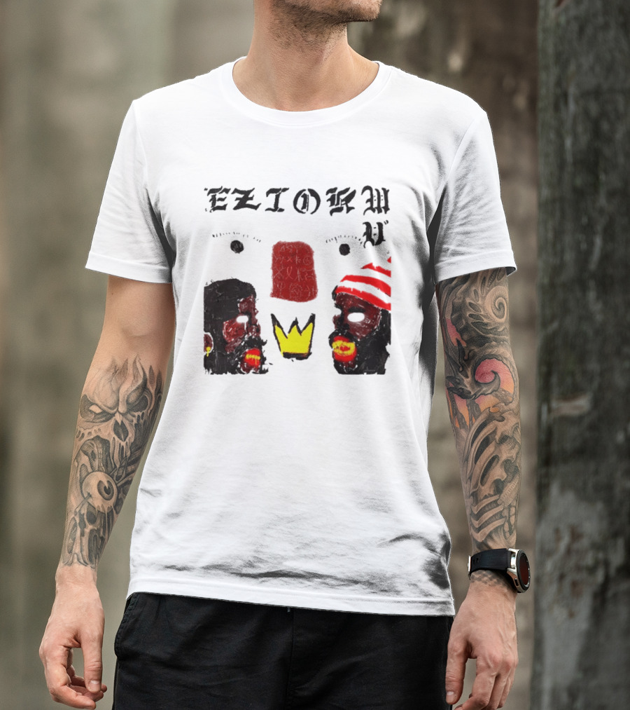 Eziokwu Mixtape Album Crowned Faces With Red Beanie And Glowing Accents T-Shirt