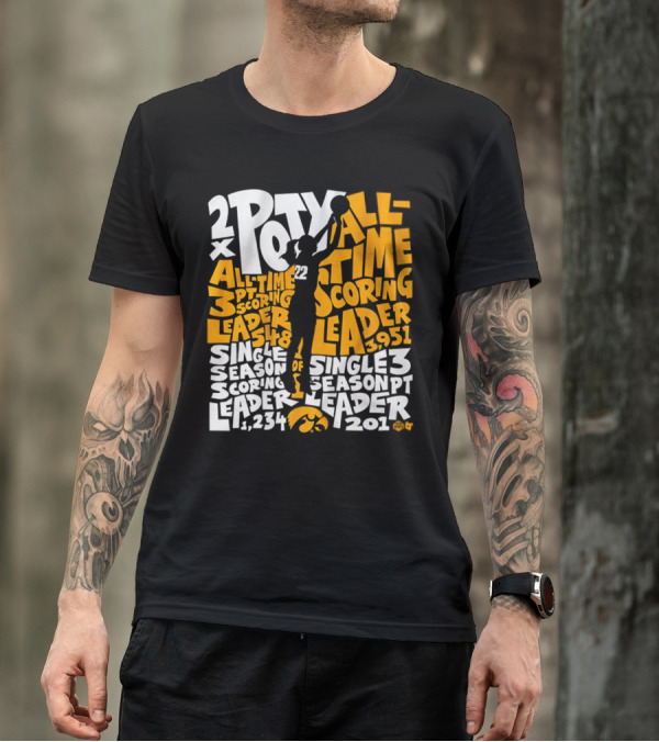 2X POTY Iowa All Time Scoring Leader 3951 Single Season Scoring Leader 1234 T-Shirt