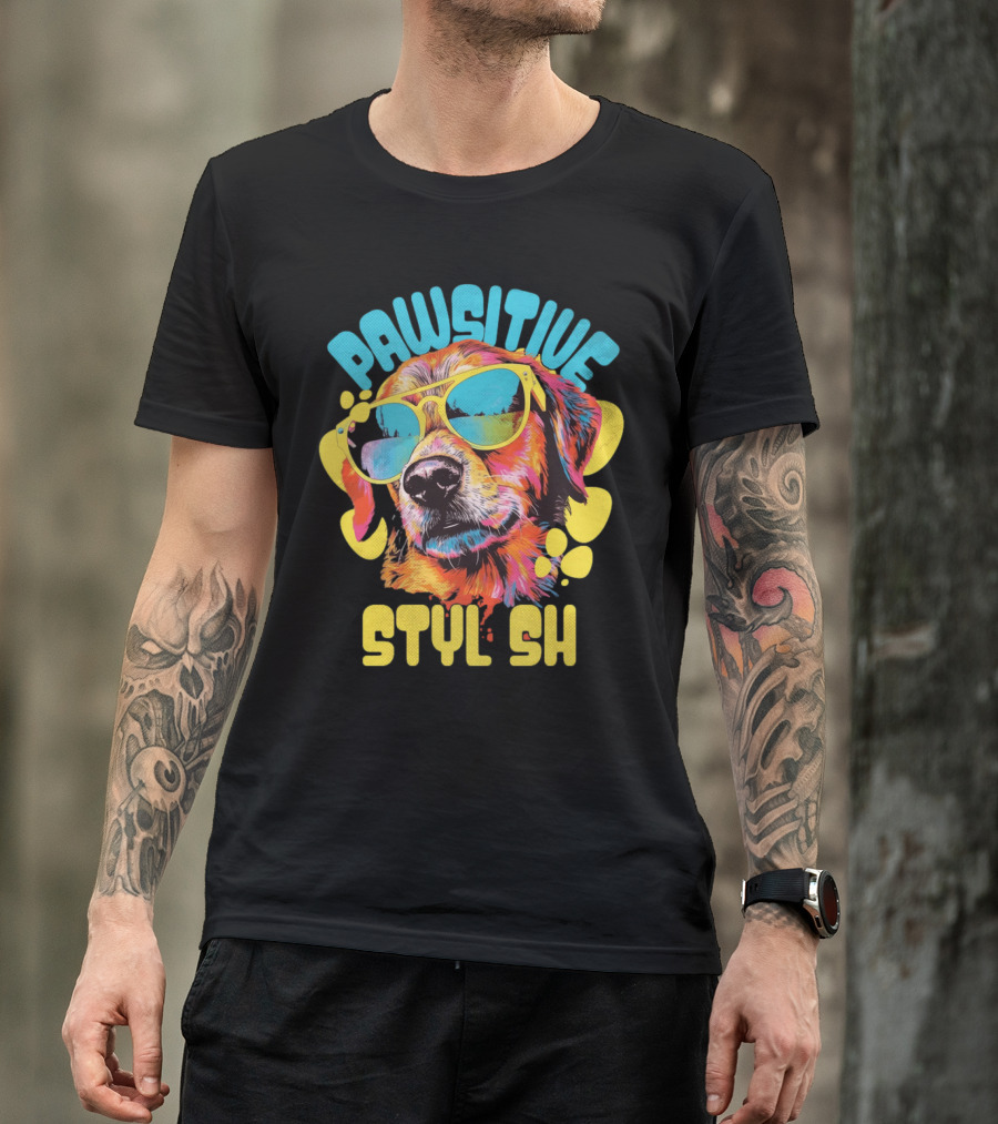 Pawsitive Styl Sh Sunglasses Retro Dog T-Shirt
