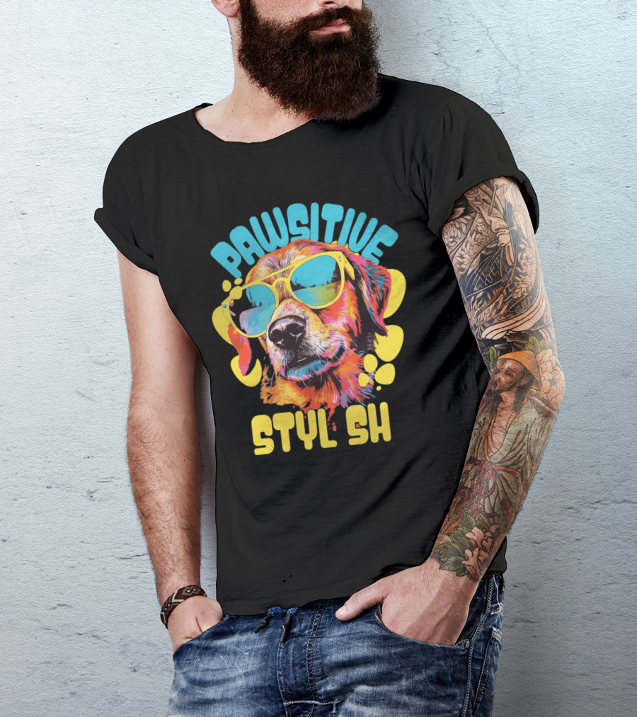 Pawsitive Styl Sh Sunglasses Retro Dog T-Shirt