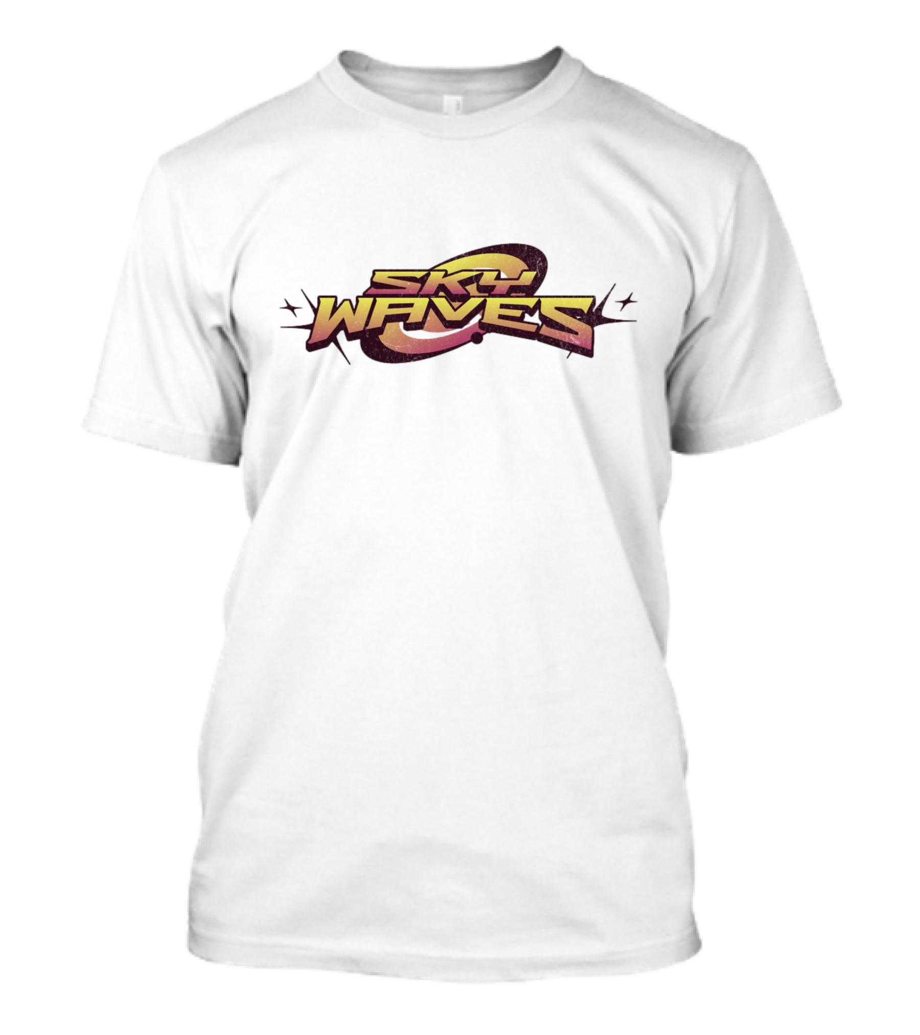 Sky Waves Saturn Retro Style Text Glitch Aesthetic T-Shirt