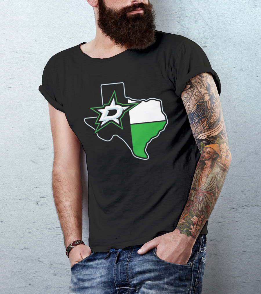 Dallas Stars NHL Texas Outline And Emblem T-Shirt