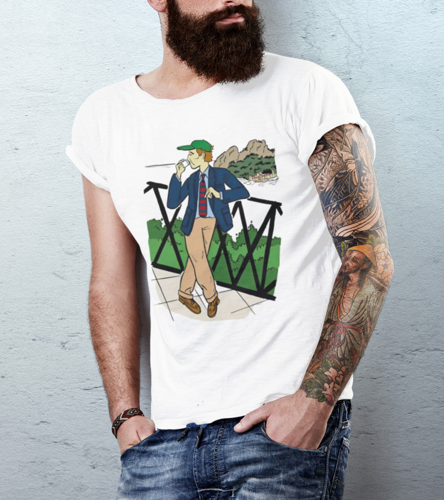 Dick Carroll Roy Rober’s Green Cap And Cityscape Pipe Smoker T-Shirt
