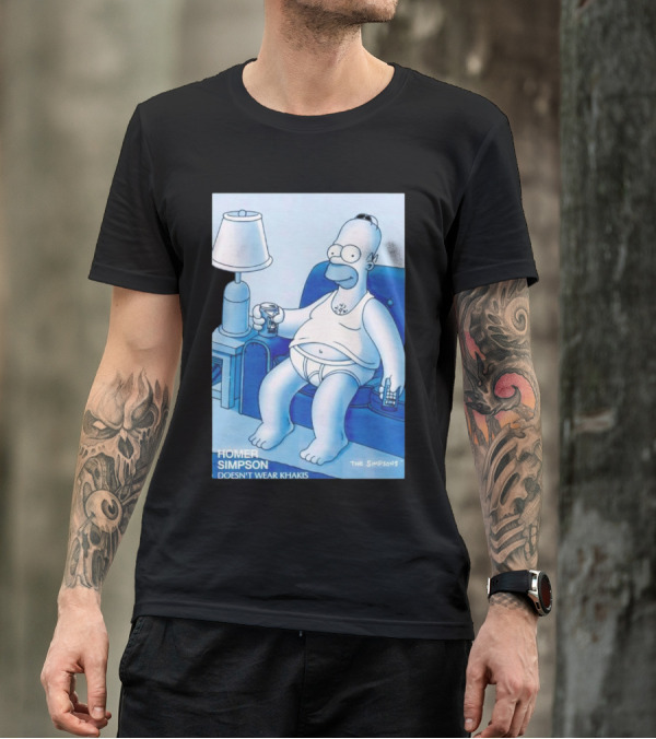 Homer Simpson Relaxing At Home With Drink And Remote Control T-Shirt