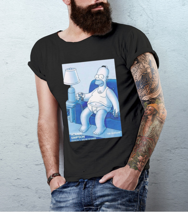 Homer Simpson Relaxing At Home With Drink And Remote Control T-Shirt