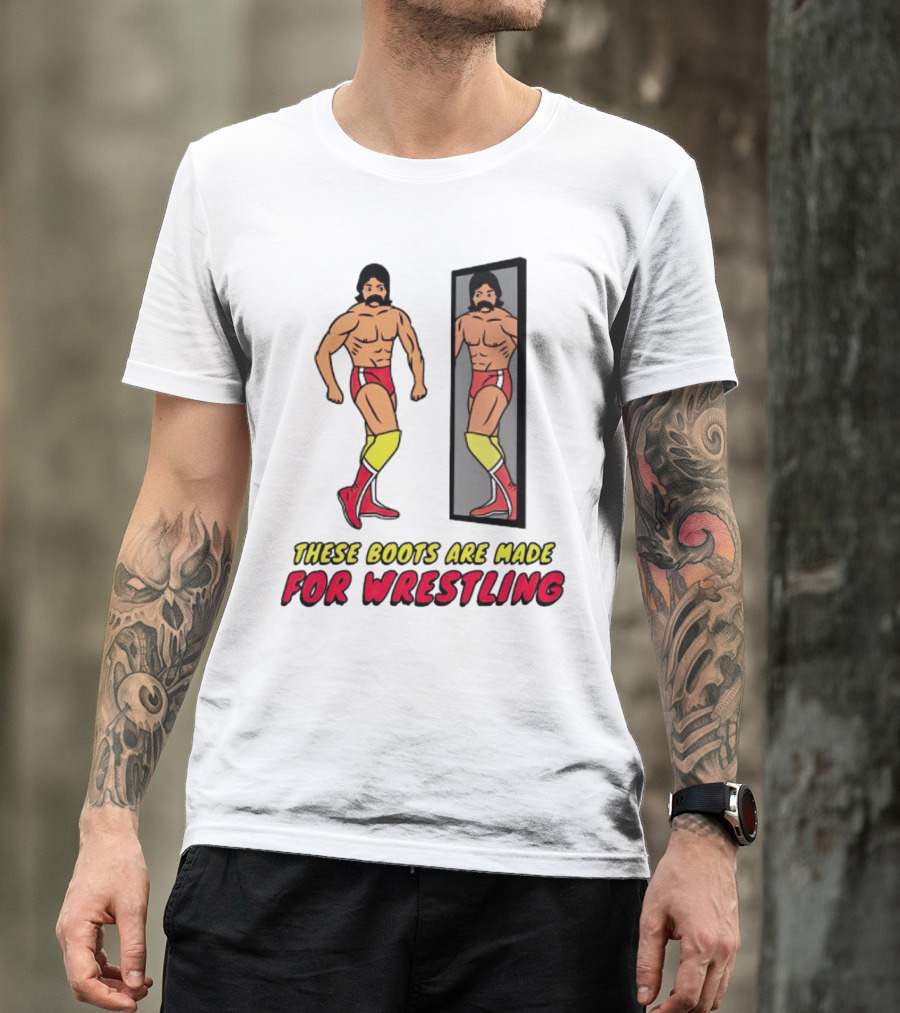 These Boots Are Made For Wrestling Reflective Wrestler Mirror Image T-Shirt
