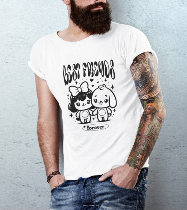 Best Freuds Forever Cute Characters With Bow And Dog T-Shirt