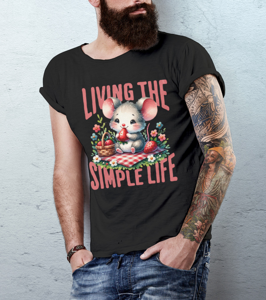 Living The Simple Life Cottagecore Picnic Mouse T-Shirt