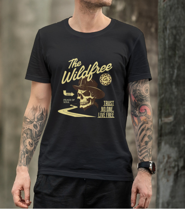 The Wildfree Co Trust No One Live Free Peace Of Soul Skull 1677 T-Shirt