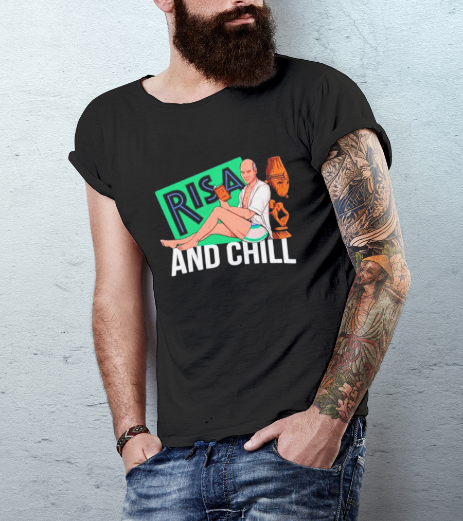 Risa And Chill Star Trek Parody Patrick Stewart Tropical Vacation Relaxation T-Shirt