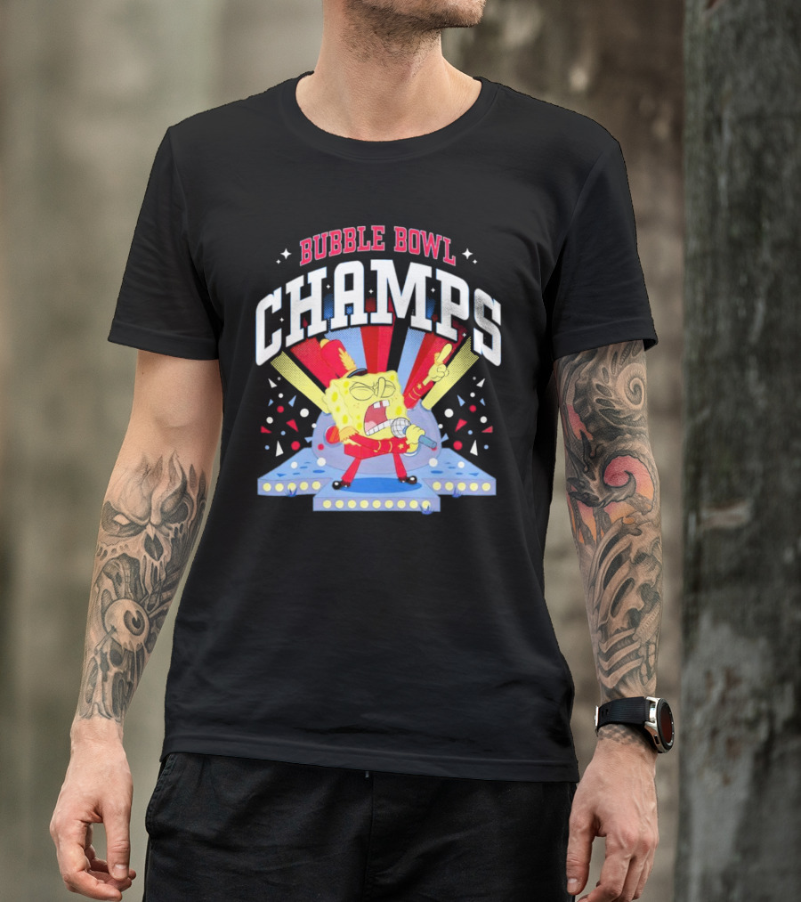 SpongeBob Bubble Bowl Champs Cartoon Singing Pose T-Shirt