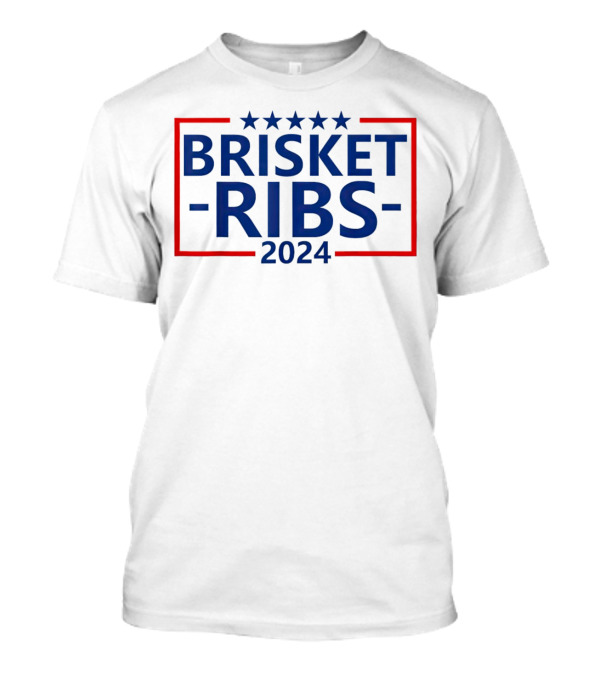 Brisket Ribs 2024 Stars Red Blue Text T-Shirt