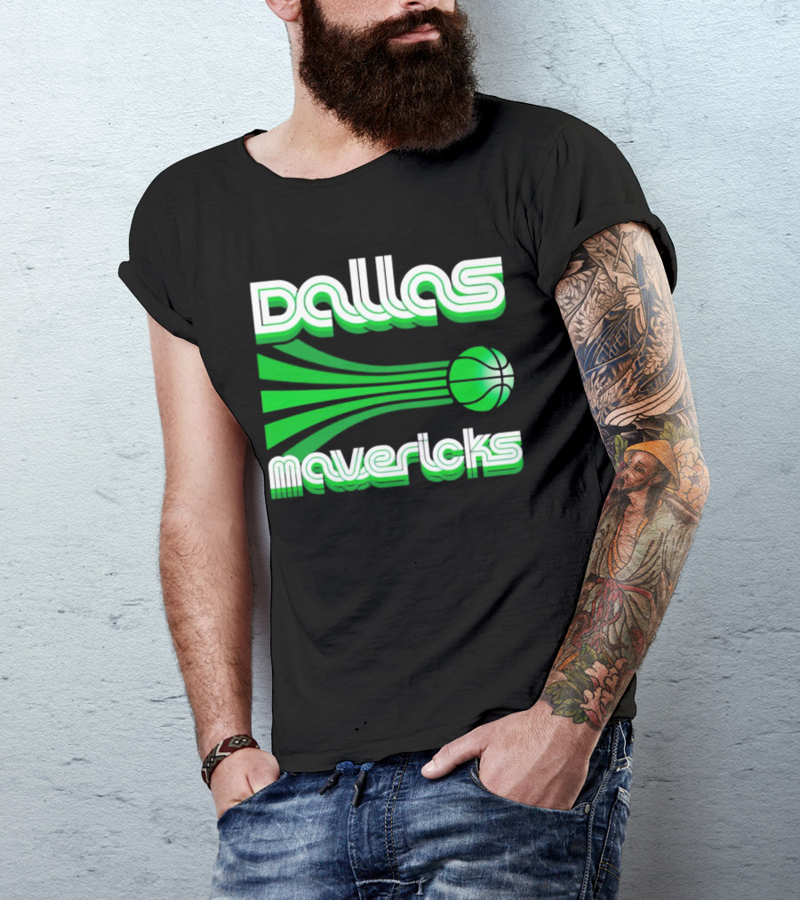 Dallas Mavericks Retro Green Basketball T-Shirt