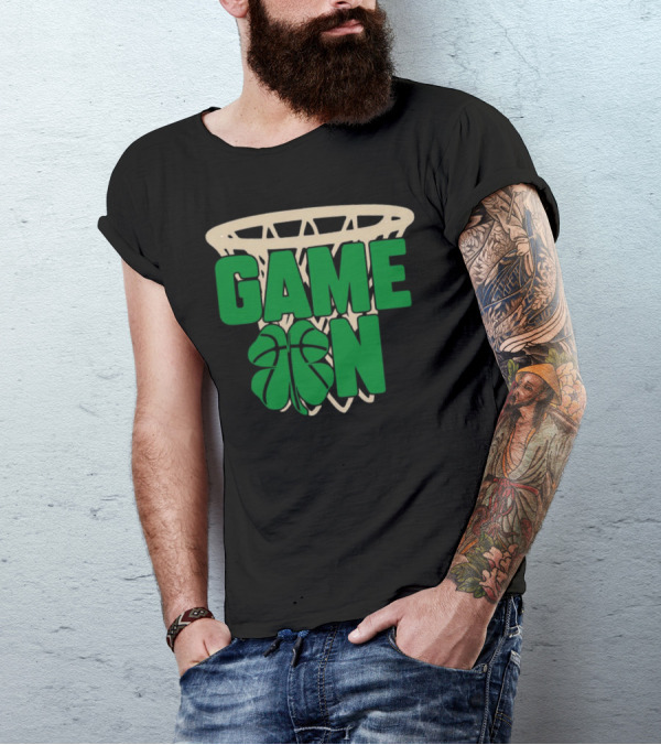 Boston Celtics Game On Basketball Net Clover T-Shirt