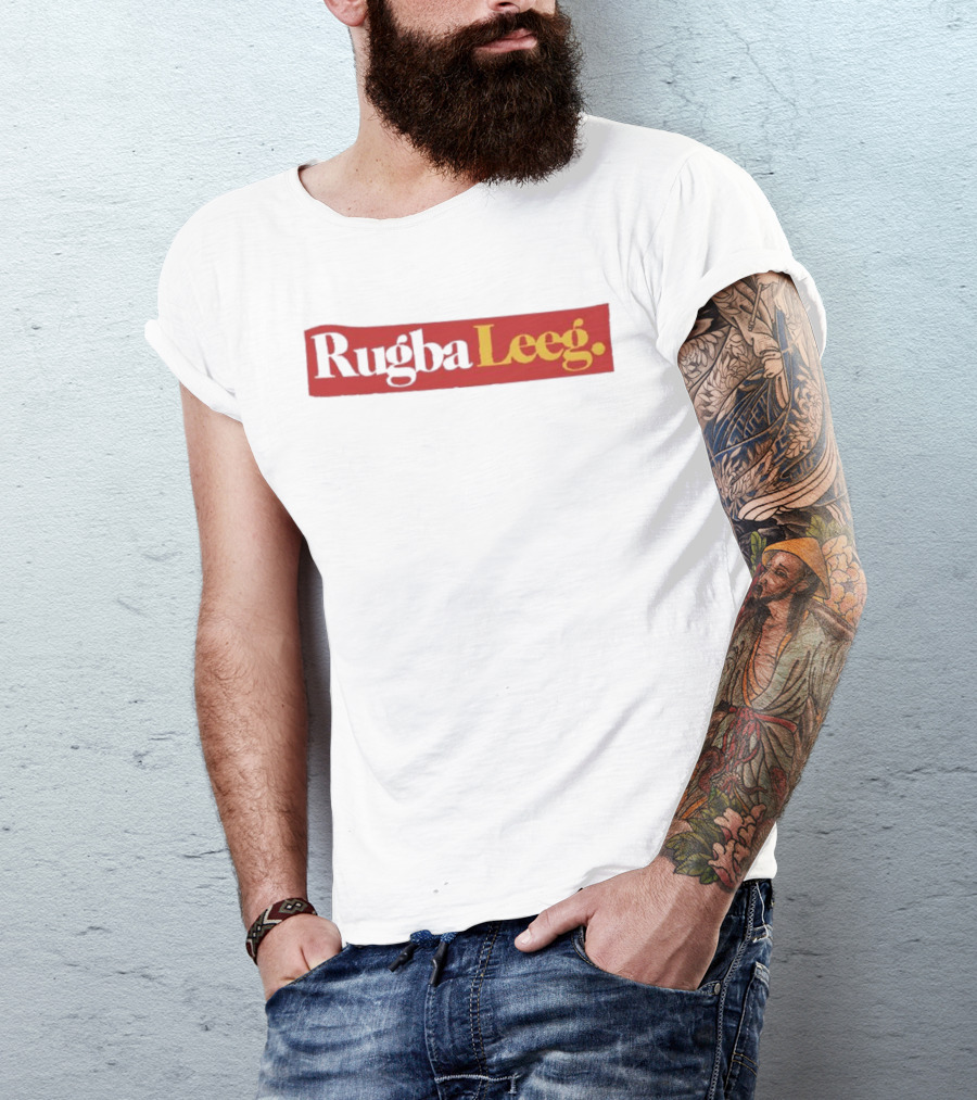 Rugba Leeg Bold Red Yellow Box Text T-Shirt