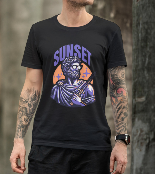 SUNSET Greek Statue With Sunglasses And Sword T-Shirt