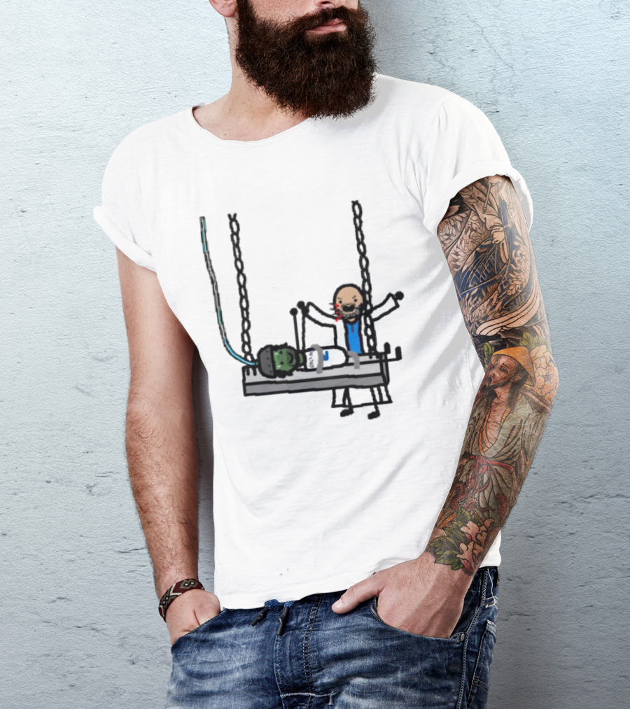 Dereck Its A Live-Ly Frankenstein Doctor With Green Zombie On Medical Table T-Shirt
